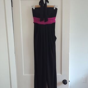 Women's Black and Pink Halter Jumpsuit Size M